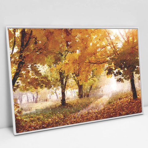 Quadro Decorativo em Canvas Outono - Moldura Branca - 90 x 60cm