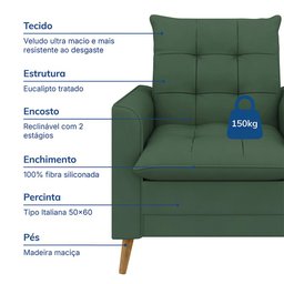 Poltrona Decorativa York C/ Puff em Veludojust Time - 8