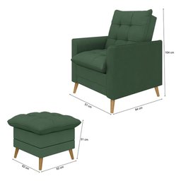 Poltrona Decorativa York C/ Puff em Veludojust Time - 6
