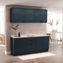 Ver imagem 1 de Cozinha Compacta Modulada 7 Portas 3 Gavetas 100% MDF sem Tampo Sevilha Azul/Órion