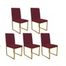 Kit 05 Cadeira de Jantar Office Sttan Industrial Escritório Sala Ferro Dourado Suede Bordô - Amey De - 1