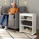 Ver imagem 1 de Mesa para Notebook com Rodinhas e 100% MDF 55cm Tampo Portátil Branca