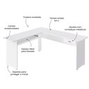 Ver imagem 5 de Escrivaninha Mesa Escritório em L 1 Gaveta Cannes