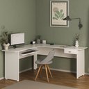 Ver imagem 1 de Escrivaninha Mesa Escritório em L Cannes 1 Gaveta 100% MDF 165cm Branca