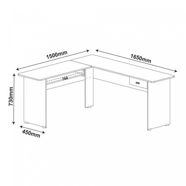 Mesa para Escritório em L 1 Gaveta Cannes  - 4