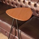 Ver imagem 2 de Mesa de Apoio para Sofá Folha Castanho Base em Metal Preto 68 Cm