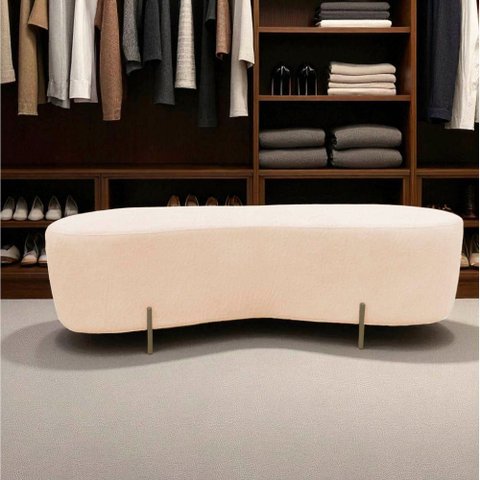 Puff Decorativo Orgânico Alana Couro Bege