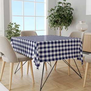 Toalha Mesa Térmica Impermeável Pvc Xadrez Azul 3,00x1,40