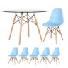 Mesa Redonda Eames 120cm + 5 Cadeiras Azul Claro - 1