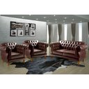 Ver imagem 1 de Um Sofá 2 Lugares 1,80cm + Duas Poltronas Chesterfield Elisabeth Corano Café