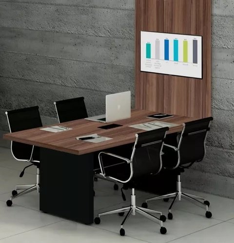 Mesa De Reunião Com Caixa De Tomada L1.60x P90 + Painel Tv