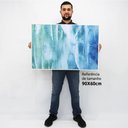 Ver imagem 2 de Quadro Decorativo em Canvas Abstrato Pincelada Azul Claro TaColado Moldura Flutuante 4,5cm Preta 90