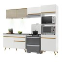 Ver imagem 1 de Armário de Cozinha Compacta 252cm com Leds Veneza Up Multimóveis V2017 Branco/Dourado