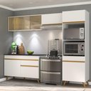 Ver imagem 3 de Armário de Cozinha Compacta 252cm com Leds Veneza Up Multimóveis V2017 Branco/Dourado