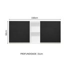 Ver imagem 3 de Armário de Cozinha Aéreo 150 cm 2 Portas e 2 Nichos Branco/Preto Glamy Madesa