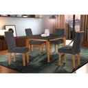 Ver imagem 1 de Conjunto: Mesa Sala Jantar Londrina C/ Tampo Madeirado C/ Vidro Canto Reto 120x80cm e 4 Cadeiras