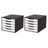 CONJ 2 Caixa Arquivo em MDF Black Piano com 5 Gavetas BRANCAS - 1