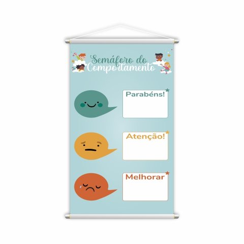 Semáforo do Comportamento Banner Escolar Pedagógico 80x50cm