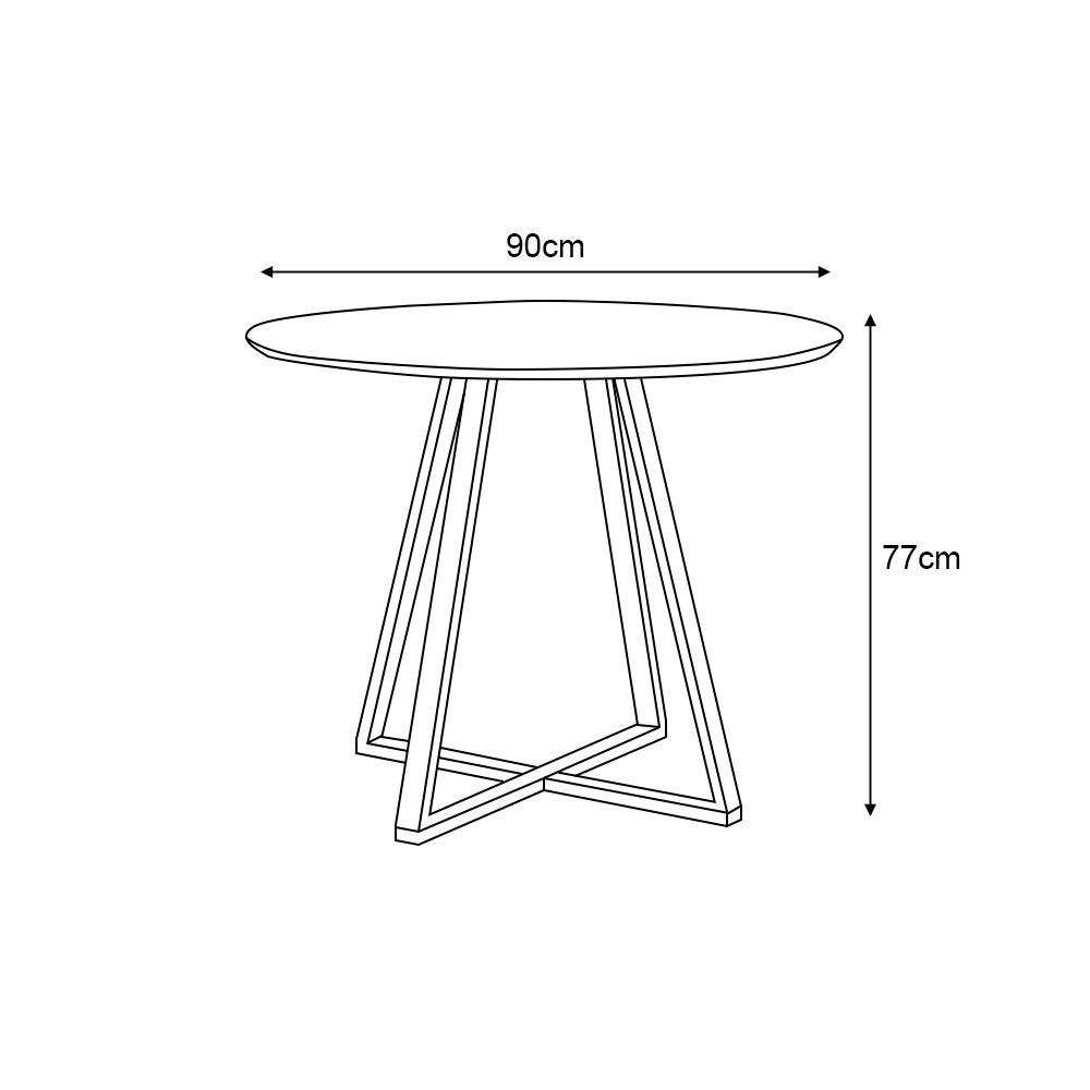 Mesa Industrial Jantar Sala Cozinha Pés Ferro Laís 90 Cm Nature - 3