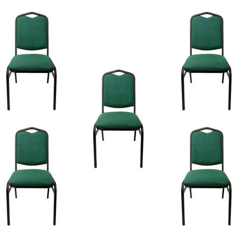 Kit 5 Cadeiras para Hotel Auditório Igreja Restaurante Eventos com Reforço Empilhável Cor Verde Polt