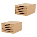 Ver imagem 1 de Conj. 2 Caixa Arquivo Gaveteiro em MDF com 5 Gavetas Cor Natural