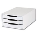 Ver imagem 1 de Conj. 2 Caixa Arquivo Gaveteiro em MDF Branco com 3 Gavetas Brancas