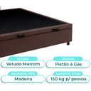 Ver imagem 2 de Cama Box Bau Casal Blindado Nature Marrom 138x188
