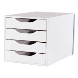 Caixa Arquivo Gaveteiro em MDF Branco com 4 Gavetas Fundas - 1