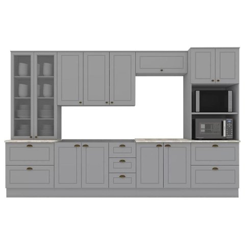 Cozinha Modulada 7 Pecas 343 Cm Ce172 Americana Henn Cinza Calcare