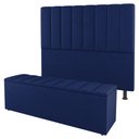 Ver imagem 1 de Kit Cabeceira e Baú Cama Box Queen Size Cora 160cm Suede Azul - Desk Design