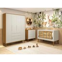 Ver imagem 1 de Kit Quarto Infantil Elfe Areia Fosco e Savana - Cômoda 4 Gavetas + Guarda-Roupa + Berço Noah com Pés