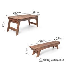 Conjunto para Jardim com 2 Bancos em Madeira Maciça - 3