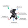 Kit Carrinho Bebê 3 Rodas Reclinável e Berço Até 15kg Delta Trio PRO + Bebê Conforto + Base - Cinza - 2