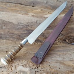 Faca Cutelaria 12" Rabo de Tatu Churrasco Bainha de Couro Inox - 4