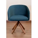 Ver imagem 2 de Poltrona Decorativa Redonda Pé Giratório de Madeira Cor:azul Marinho