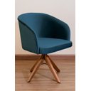 Ver imagem 1 de Poltrona Decorativa Redonda Pé Giratório de Madeira Cor:azul Marinho