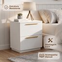 Ver imagem 2 de Kit 2 Mesas de Cabeceira Branca Espaçosa Moderna 50cm 2 Gavetas Criado Quarto Lateral Cama Funcional