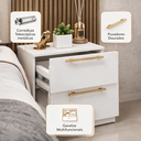 Ver imagem 3 de Kit 2 Mesas de Cabeceira Branca Espaçosa Moderna 50cm 2 Gavetas Criado Quarto Lateral Cama Funcional