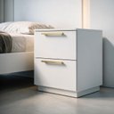 Ver mais imagens de Kit 2 Mesas de Cabeceira Branca Espaçosa Moderna 50cm 2 Gavetas Criado Quarto Lateral Cama Funcional