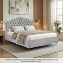 Ver imagem 2 de Kit Cama Box King + Cabeceira Estofada em Madeira Maciça Curva Provençal com Capitonê Cinza Linho