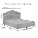 Ver imagem 5 de Kit Cama Box King + Cabeceira Estofada em Madeira Maciça Curva Provençal com Capitonê Cinza Linho