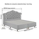 Ver imagem 4 de Kit Cama Box King + Cabeceira Estofada em Madeira Maciça Curva Provençal com Capitonê Cinza Linho