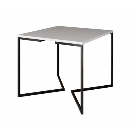 Mesa Industrial Base De Ferro Preto em V Tampo 90x90 Branco