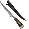 Faca Fileteira Peixe Gado Carne Inox 8" Cabo Artesanal Madeira e Osso - 7