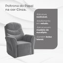 Ver imagem 2 de Poltrona Papai e Mamãe Reclinável Decorativa em Veludo para Sala Cinza