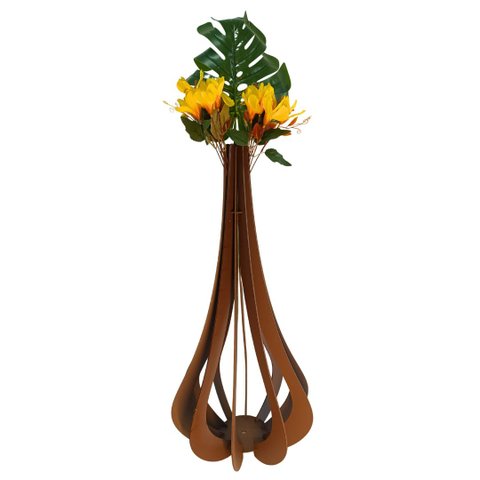 Vaso de Chão Decorativo Grande Mdf Ibiza:marrom/60x30cm