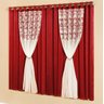 Cortina Jasmini com Renda e Voal 2,00x1,70m Re9casa para Sala ou Quarto - Cor Vermelho - 1
