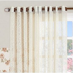 Cortina Charme Tecido Renda com Ilhós 3,00x2,50m Re9casa para Sala ou Quarto - Cor Palha - 2