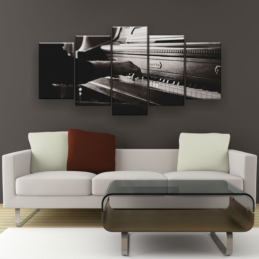 Quadro Decorativo Tocando Piano 129x61 5pc Sala - 3
