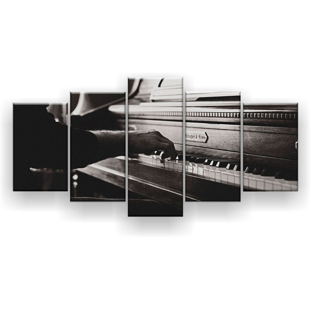 Quadro Decorativo Tocando Piano 129x61 5pc Sala - 1